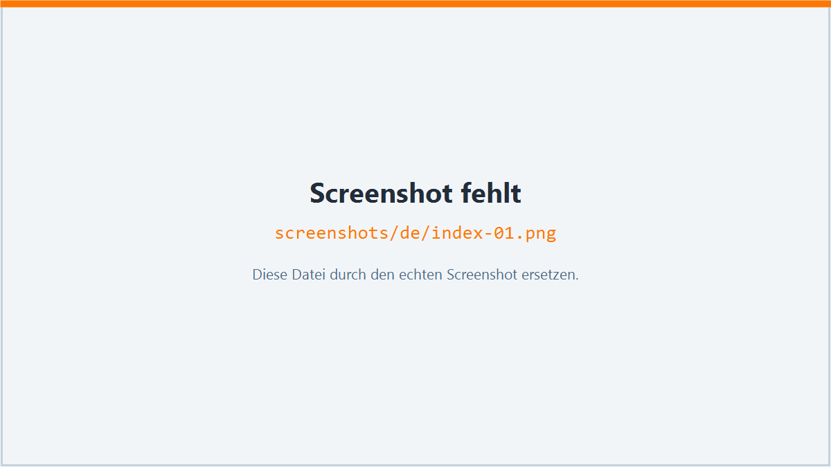 Screenshot: Willkommen