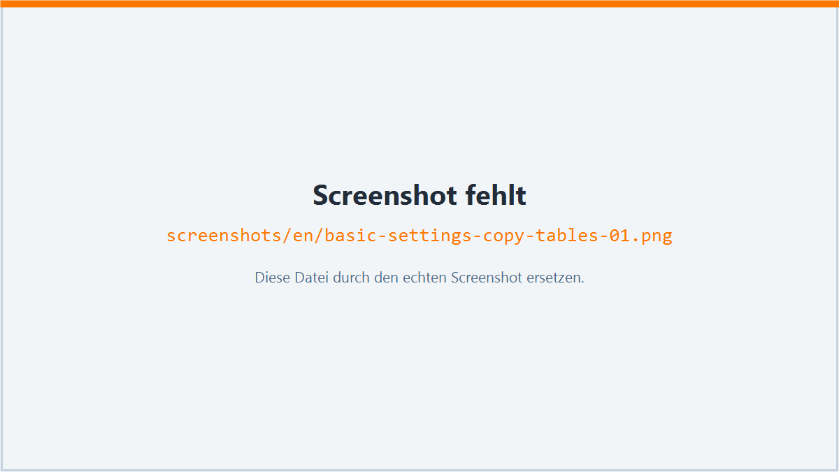 Copy tables