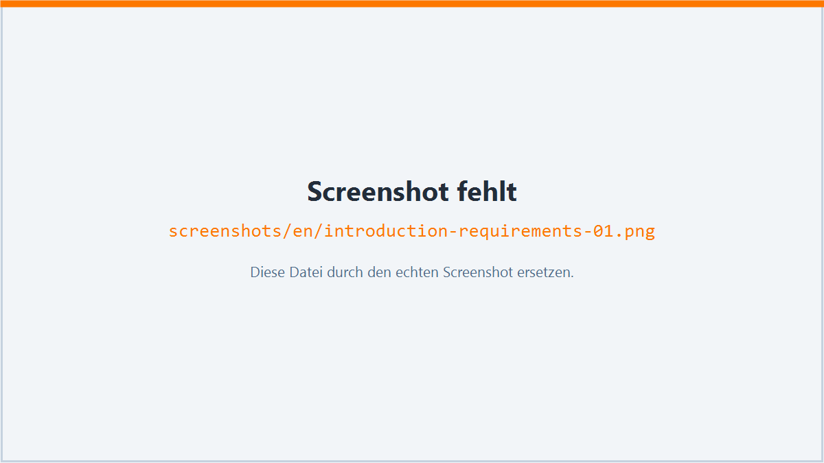 Screenshot: System requirements